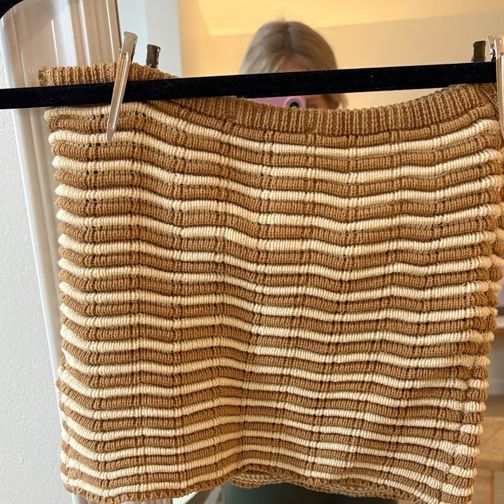 Striped Tan and Cream Crop Top - Picture 3 of 3